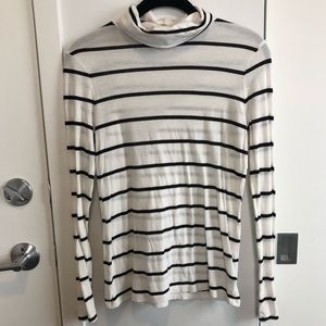 Madison Jules Cream and Black Striped Turtleneck